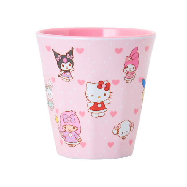 rady トロピカルピンク　メラミンお皿とコップ3個セット ワンポイントハートシリーズ メラミンコップ(ピンク)｜サンリオ